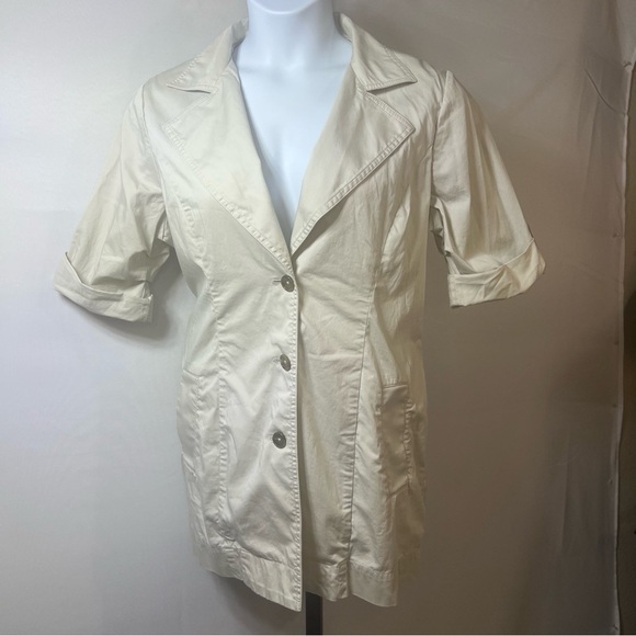 CAbi jacket style 777 Sandy Trench Coat khaki cream color size 8 no belt - Picture 2 of 14
